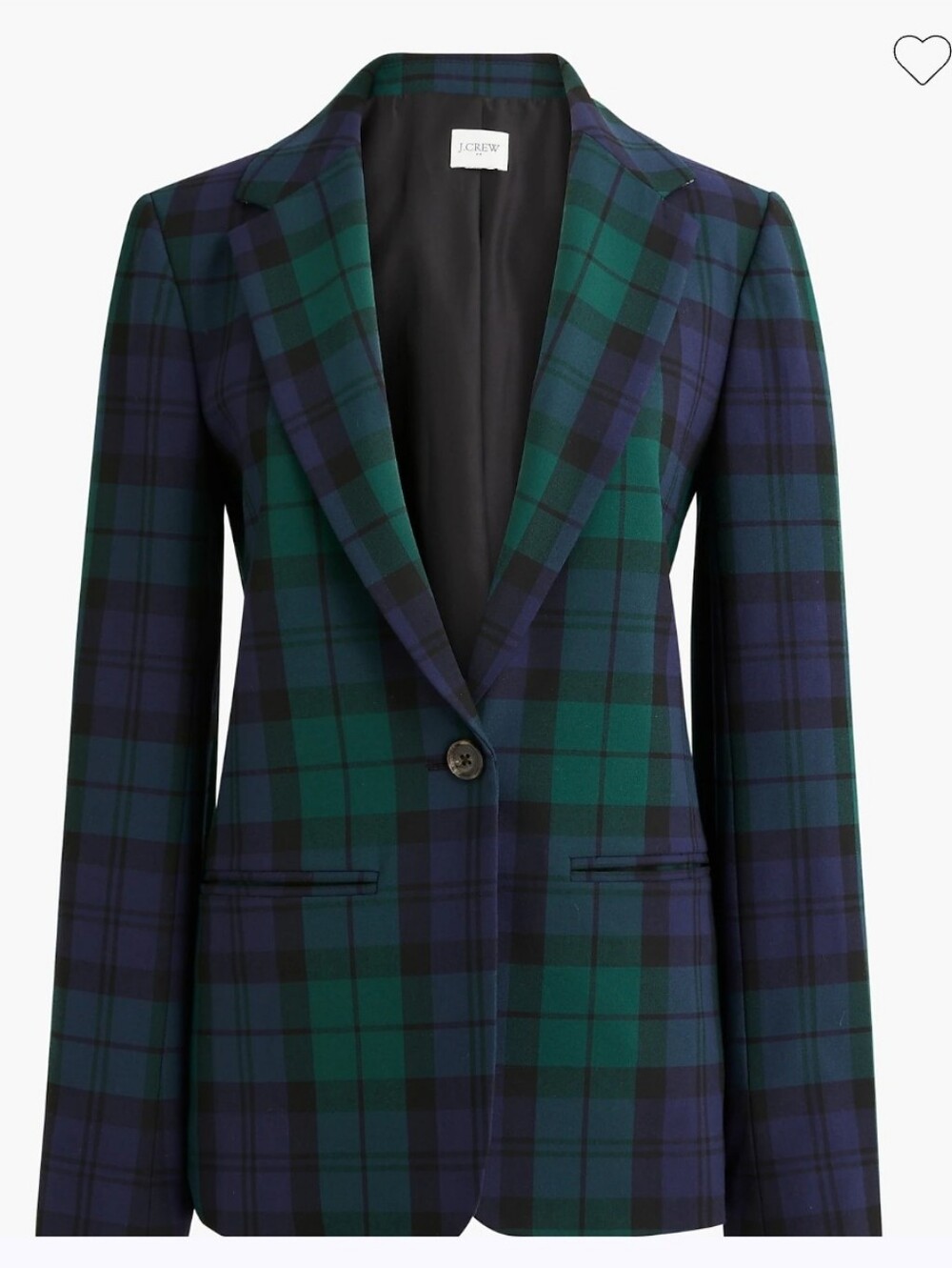 NWT J. Crew Green & Navy Plaid Single-Button Blazer
